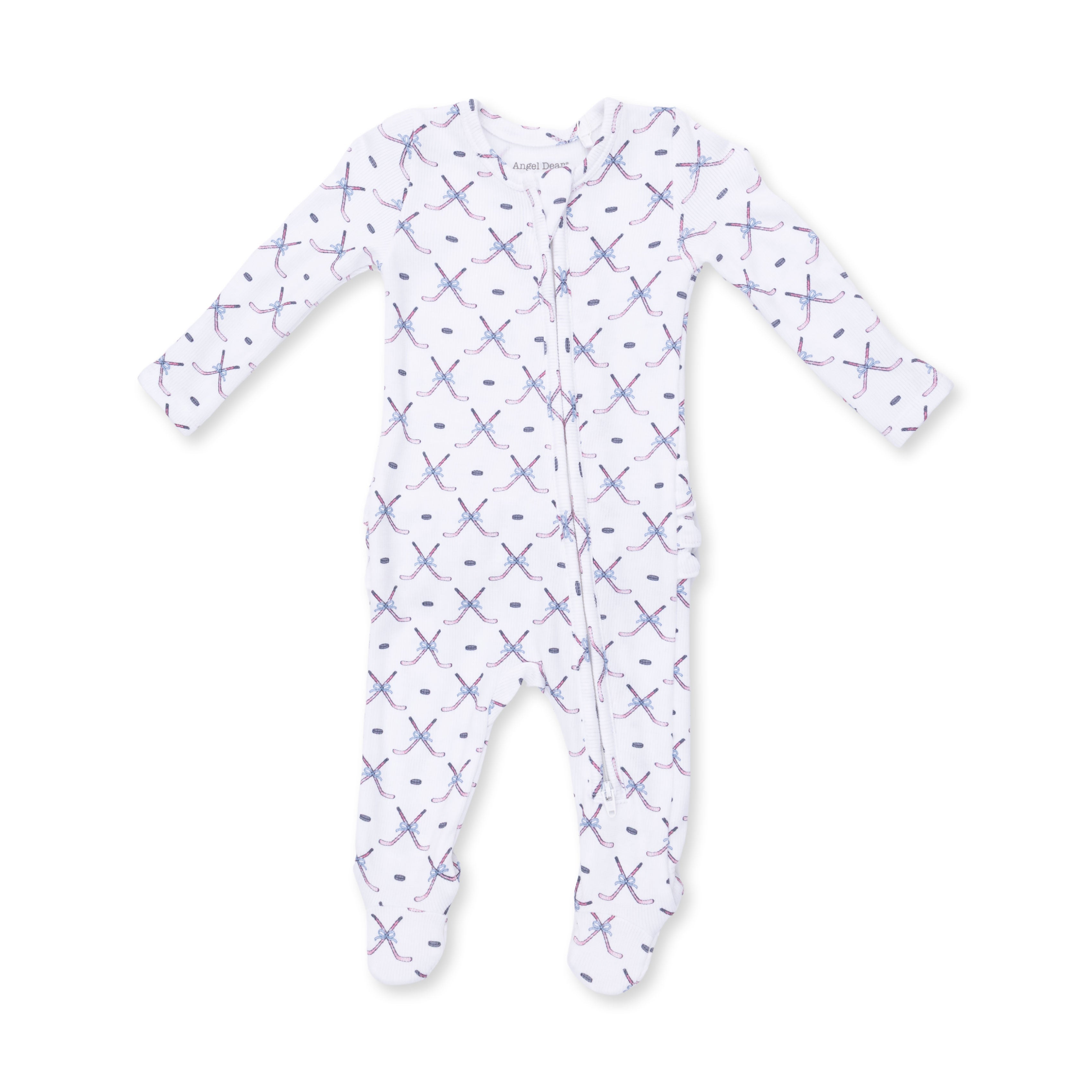 Angel Dear Simple Hockey Pink 2 Way Ruffle Back Zipper Footie