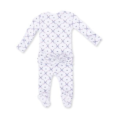 Angel Dear Simple Hockey Pink 2 Way Ruffle Back Zipper Footie