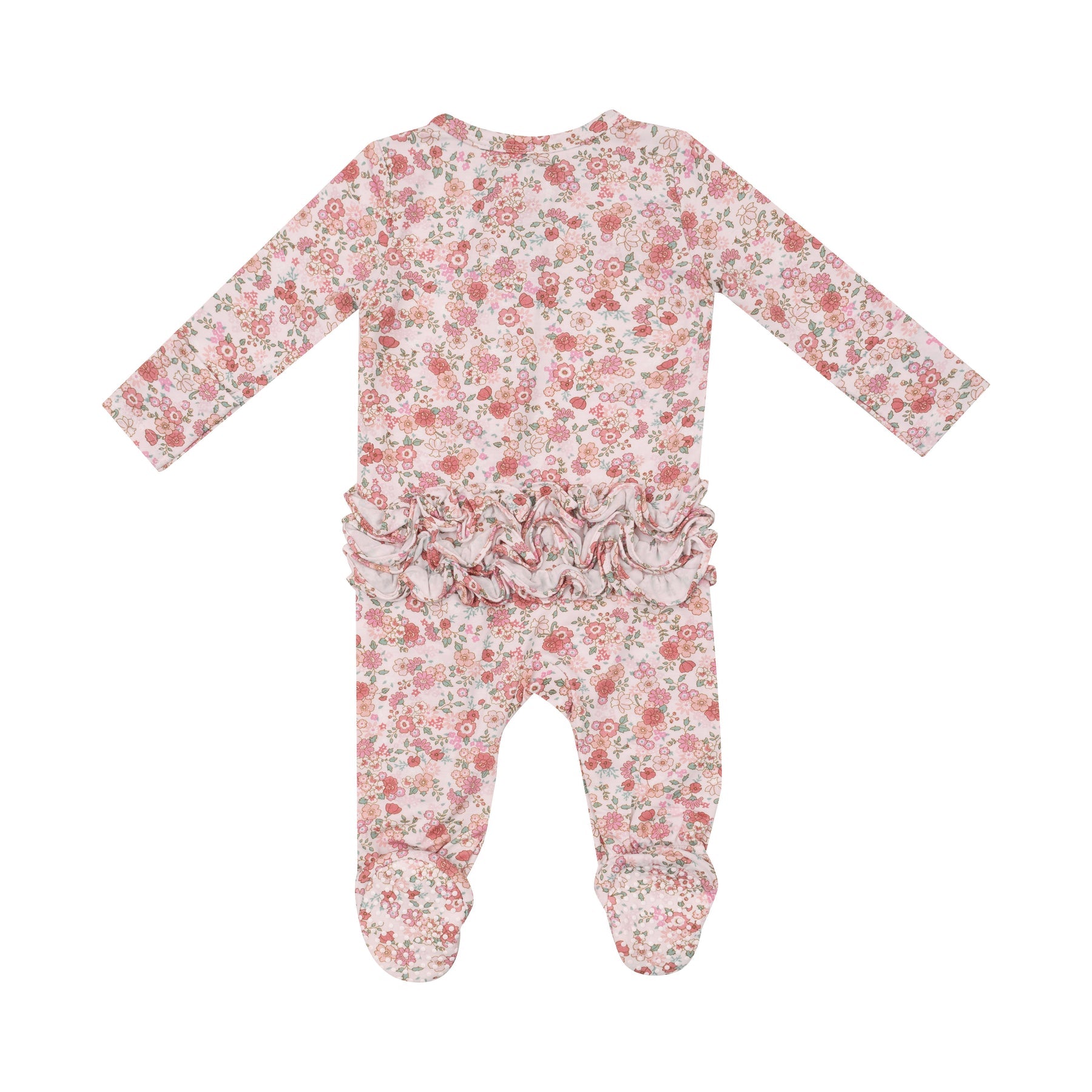 Pretty Calico Bamboo 2 Way Ruffle Zipper Footie - 0