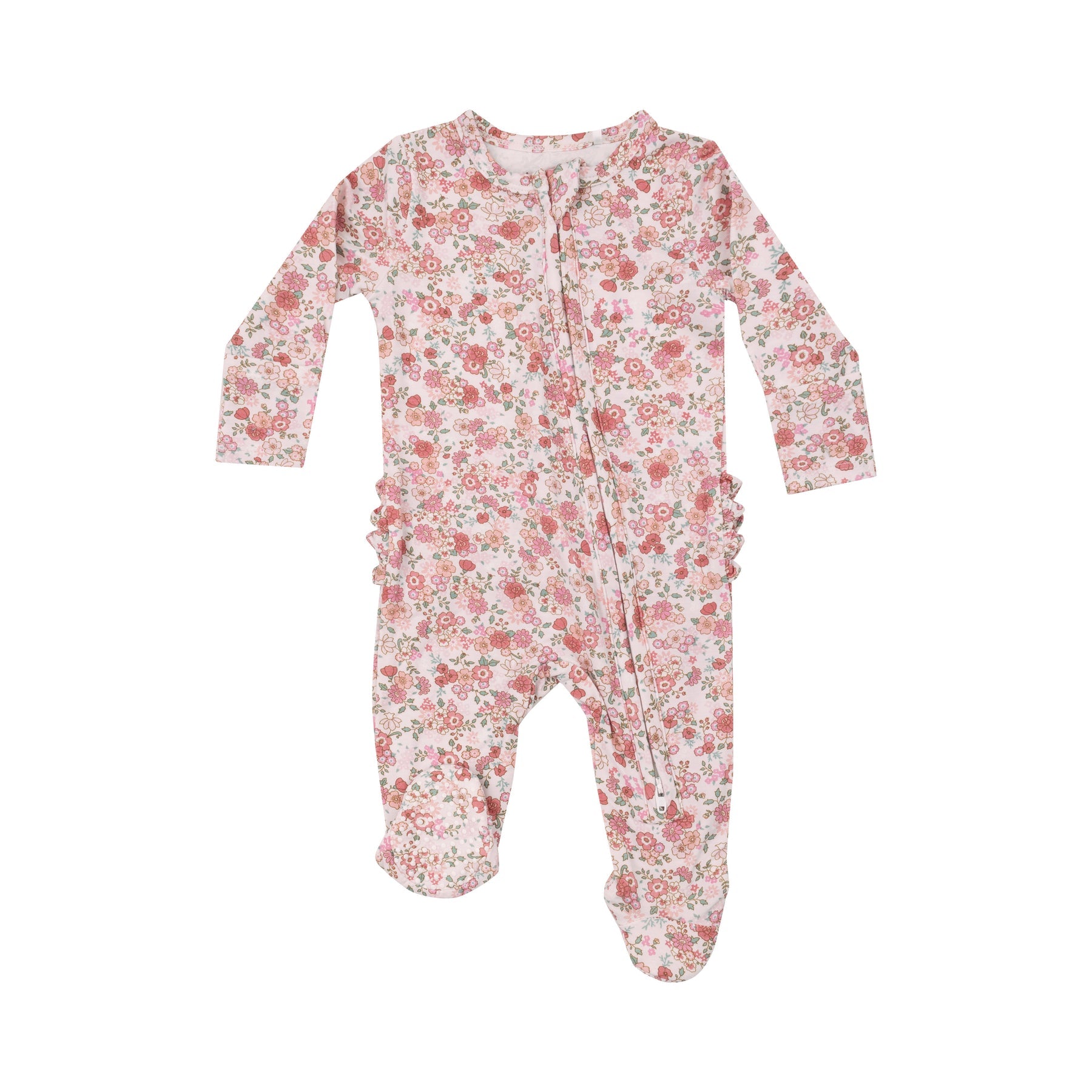 Pretty Calico Bamboo 2 Way Ruffle Zipper Footie