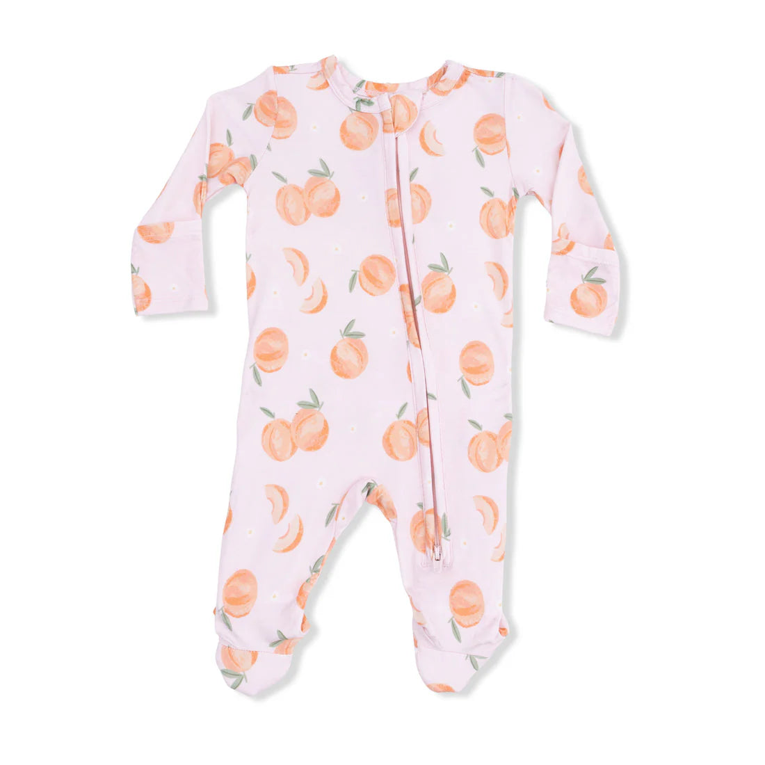 Sweet Peach 2 Way Ruffle Back Zipper Footie