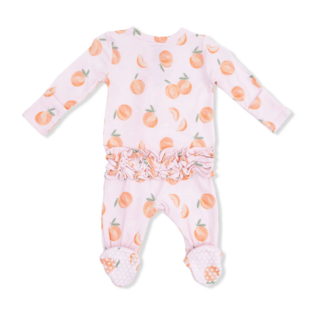 Sweet Peach 2 Way Ruffle Back Zipper Footie