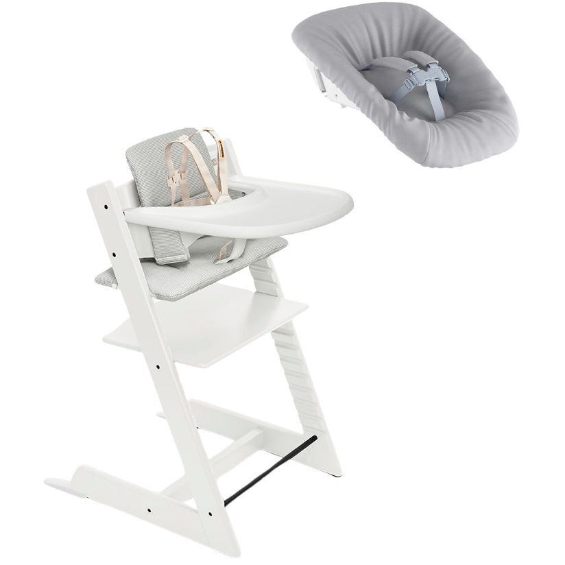 Buy white-nordic-grey-cushion Stokke Tripp Trapp High Chair² with Cushion, Newborn Set + Stokke Tray