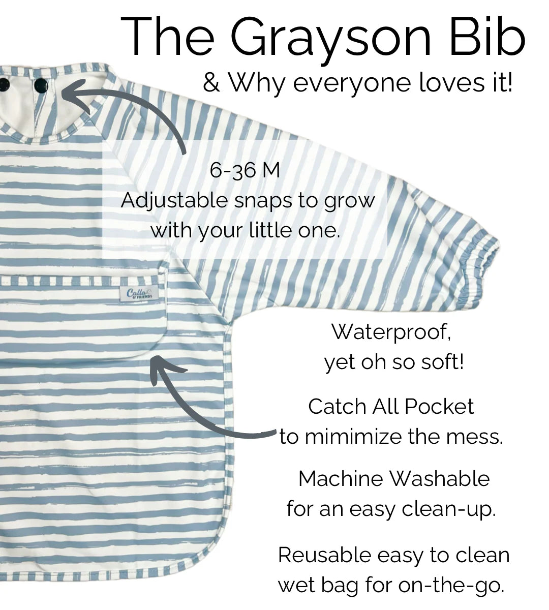 The Grayson Long Sleeve Bib - Lightning Bolts - Powder Blue - Twinkle Twinkle Little One