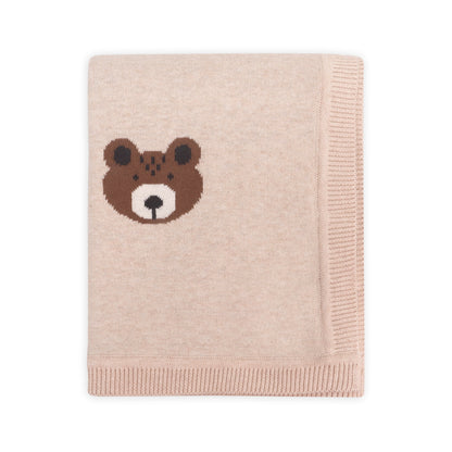 Brown Bear Organic Cotton Jacquard Knit Baby Blanket - Twinkle Twinkle Little One