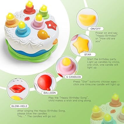First Birthday Cake Toy - Music Cake Toys with Counting and Blow Candles Singing Toys - Twinkle Twinkle Little One