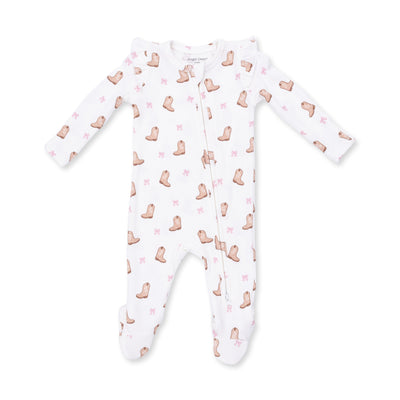 Angel Dear Mini Cowgirl Boots 2 Way Ruffle Sleeve Zipper Footie