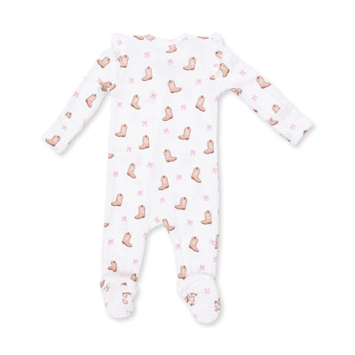 Angel Dear Mini Cowgirl Boots 2 Way Ruffle Sleeve Zipper Footie