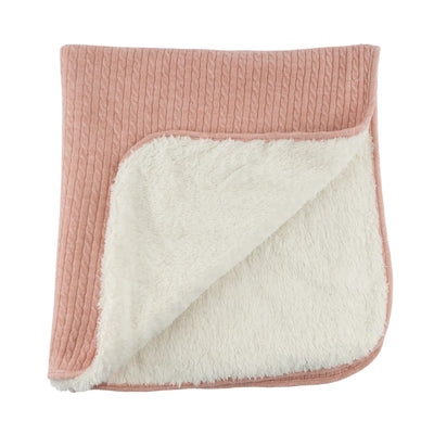 Cable Knit Snowdrift Blanket - Pale Pink