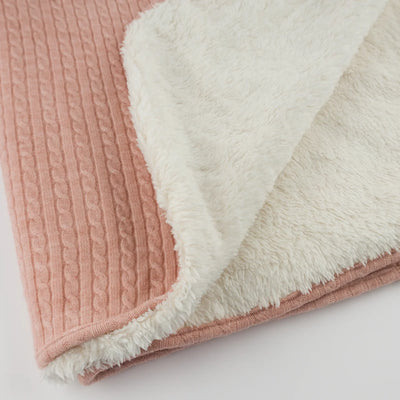 Cable Knit Snowdrift Blanket - Pale Pink