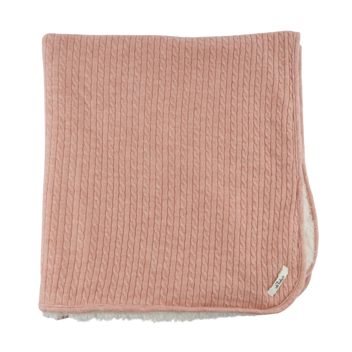 Cable Knit Snowdrift Blanket - Pale Pink