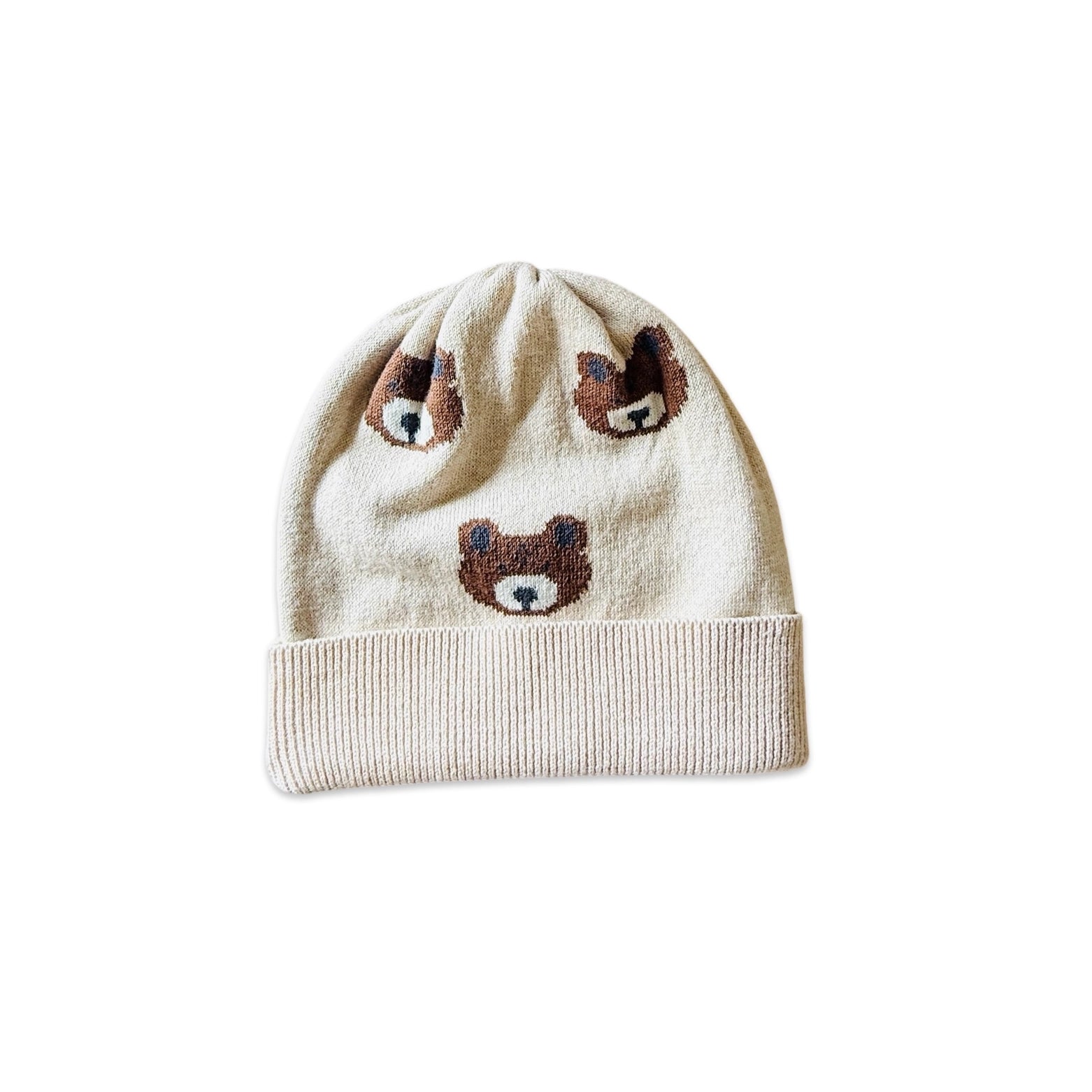 Organic Cotton Bear Sweater Knit Round Baby Beanie Cap - Twinkle Twinkle Little One