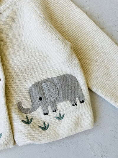 Animal Safari Embroidered Baby Organic Cardigan Sweater - Twinkle Twinkle Little One