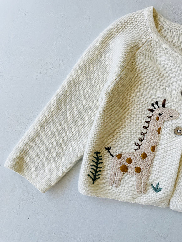 Animal Safari Embroidered Baby Organic Cardigan Sweater - Twinkle Twinkle Little One