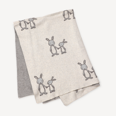 Bunny Mommy & Me Jacquard Knit Organic Baby Blanket & Lovey Gift Set - Twinkle Twinkle Little One