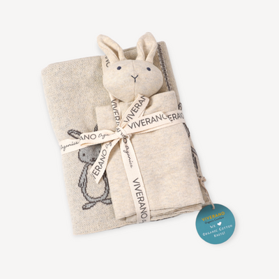 Bunny Mommy & Me Jacquard Knit Organic Baby Blanket & Lovey Gift Set - Twinkle Twinkle Little One