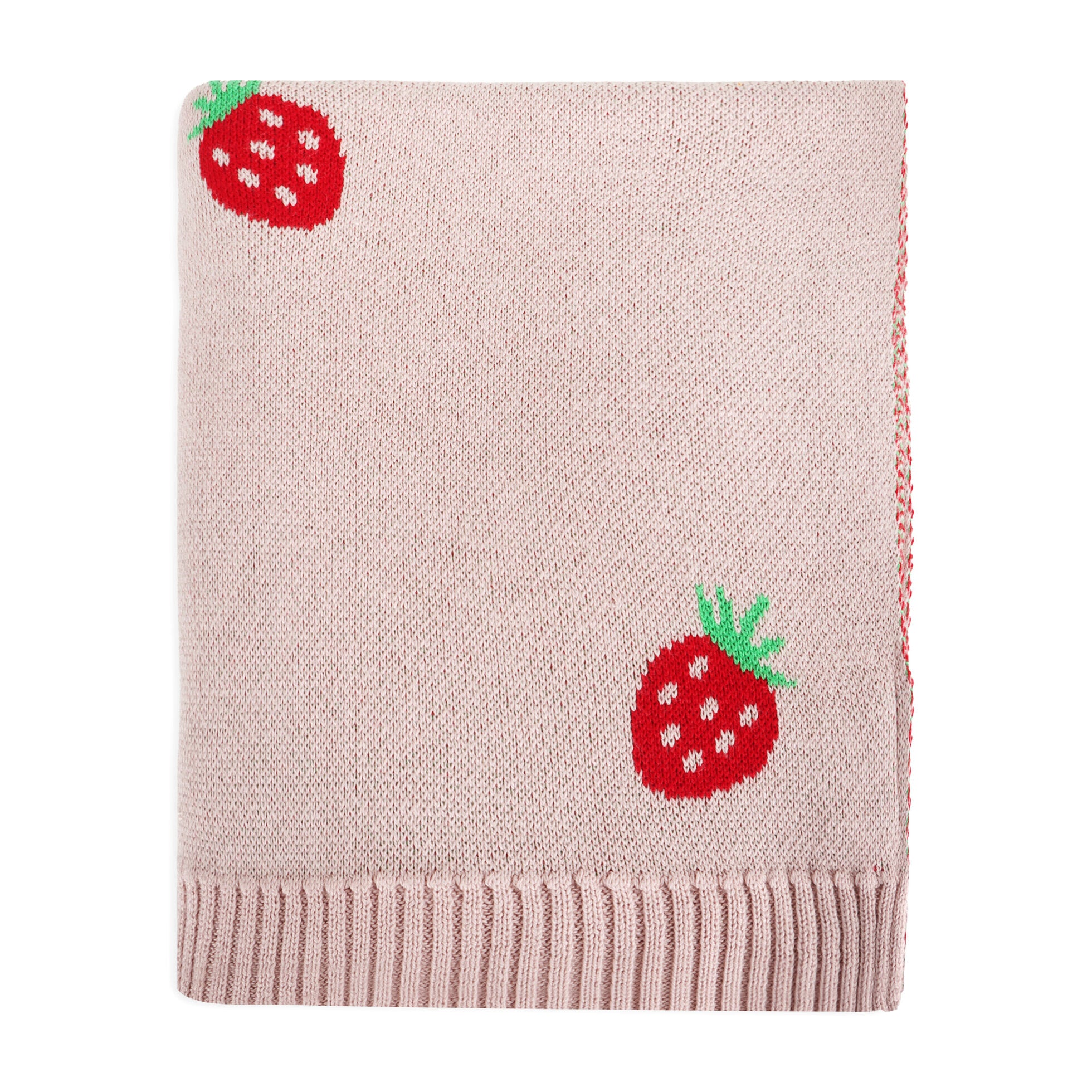 Strawberry - Organic Cotton Jacquard Sweater Knit Baby Blanket
