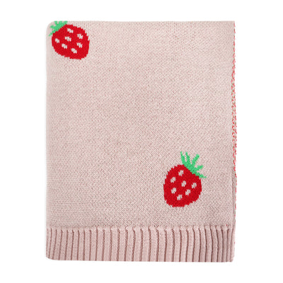 Strawberry - Organic Cotton Jacquard Sweater Knit Baby Blanket