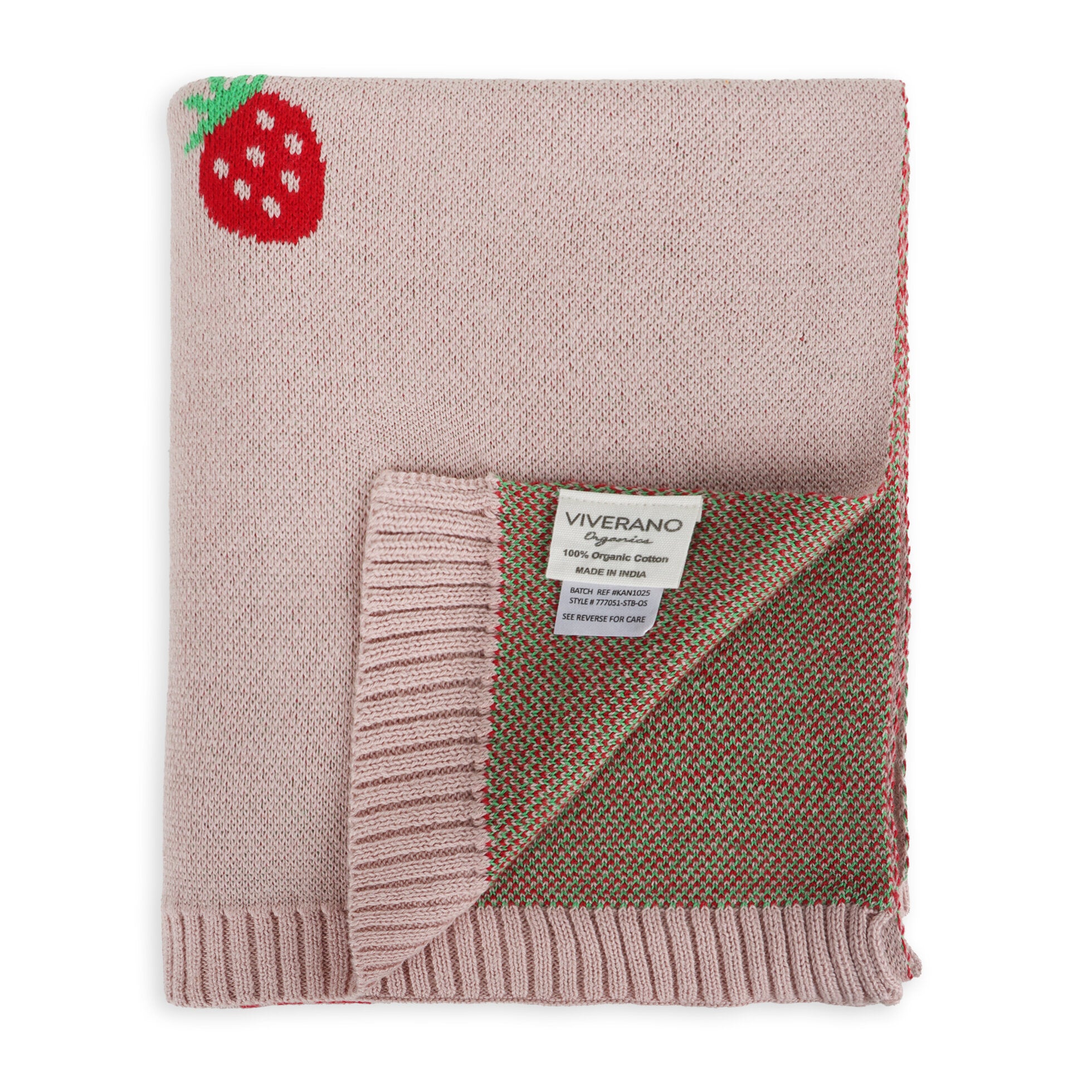Strawberry - Organic Cotton Jacquard Sweater Knit Baby Blanket