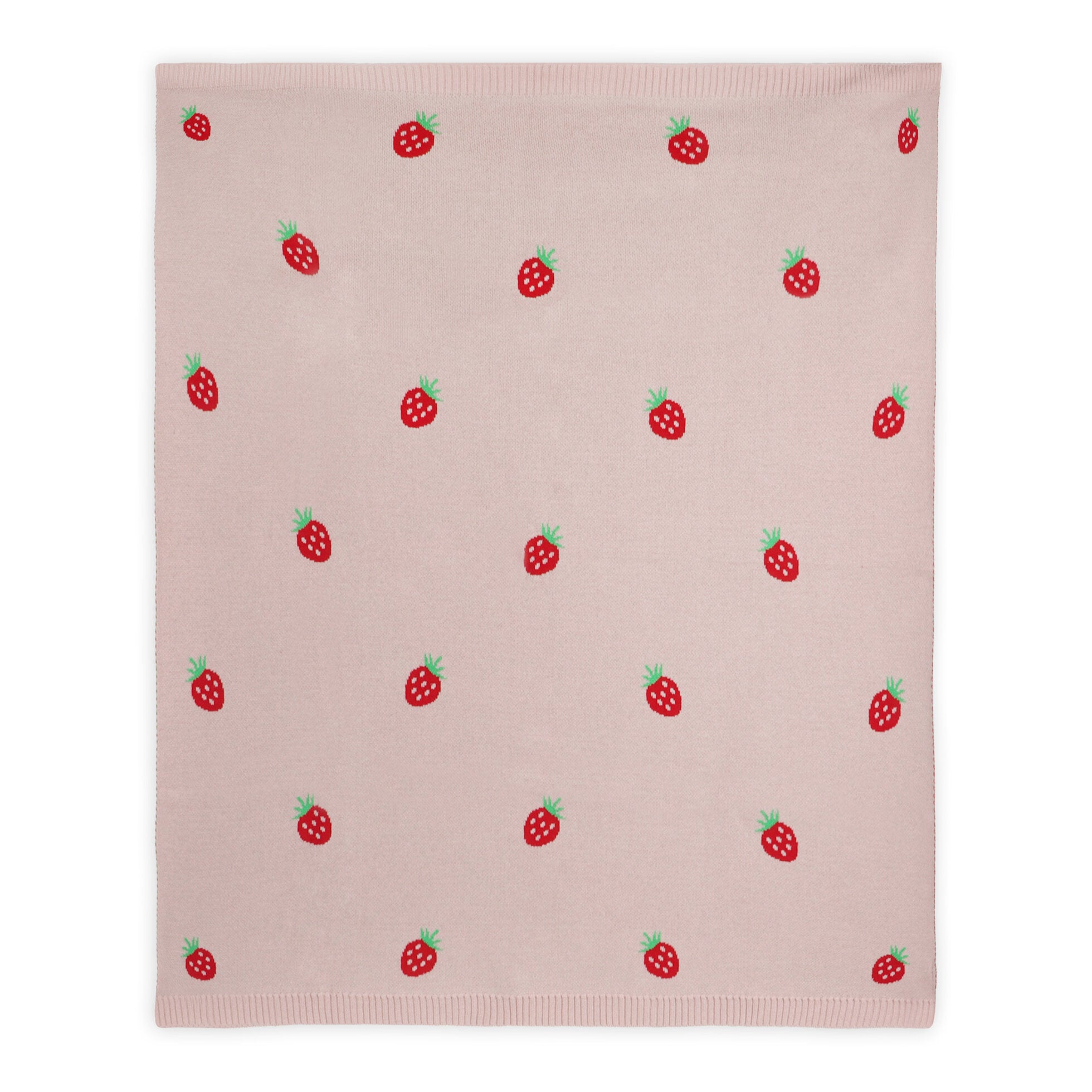 Strawberry - Organic Cotton Jacquard Sweater Knit Baby Blanket