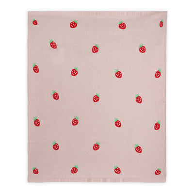 Strawberry - Organic Cotton Jacquard Sweater Knit Baby Blanket