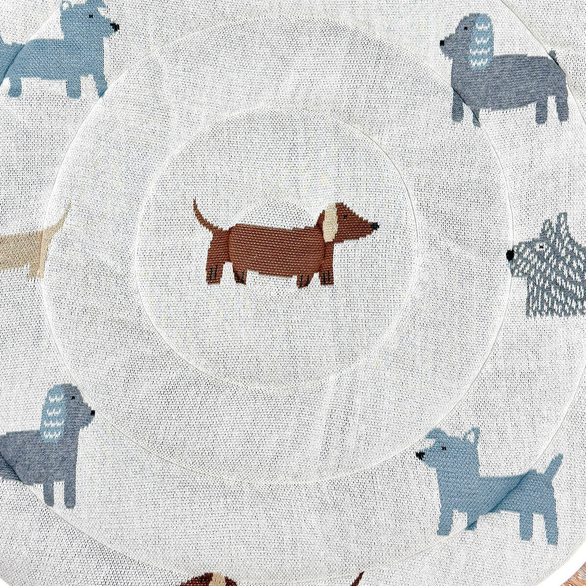 Buddy Dog Organic Cotton Knit Baby Padded Round Play Mat - Natural
