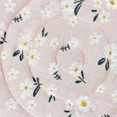 Daisy Floral Organic Cotton Knit Baby Padded Round Play Mat - Blush Pink