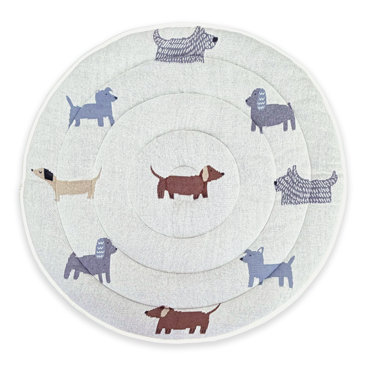 Buddy Dog Organic Cotton Knit Baby Padded Round Play Mat - Natural