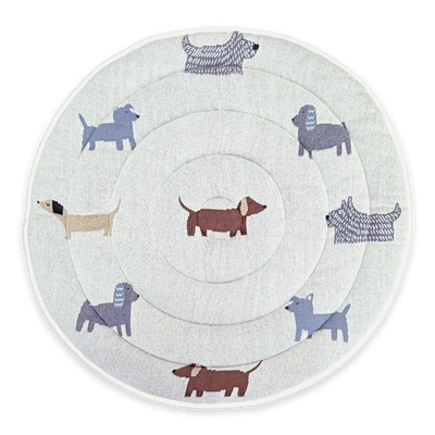 Buddy Dog Organic Cotton Knit Baby Padded Round Play Mat - Natural