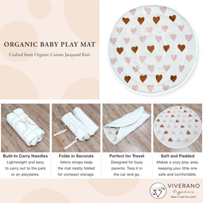 Sweetheart Organic Cotton Knit Baby Padded Round Play Mat - Natural