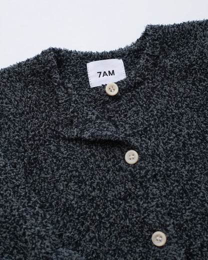 7 A.M. Enfant Fuzzy Long Sleeve Romper - Black Melange - Twinkle Twinkle Little One