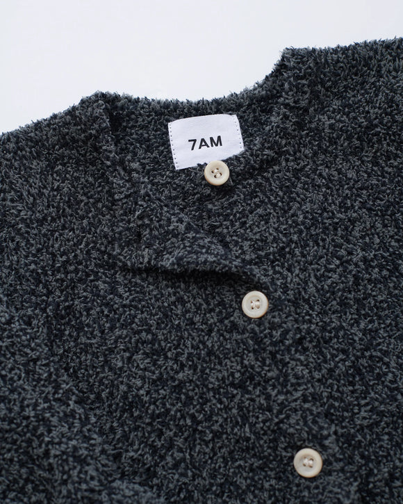 7 A.M. Enfant Fuzzy Long Sleeve Romper - Black Melange - Twinkle Twinkle Little One