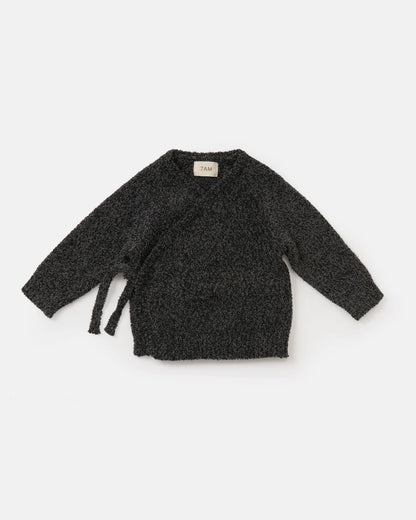 7 A.M. Enfant Fuzzy Wrap Top - Black Melange - Twinkle Twinkle Little One