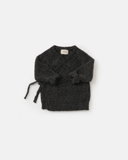 7 A.M. Enfant Fuzzy Wrap Top - Black Melange - Twinkle Twinkle Little One