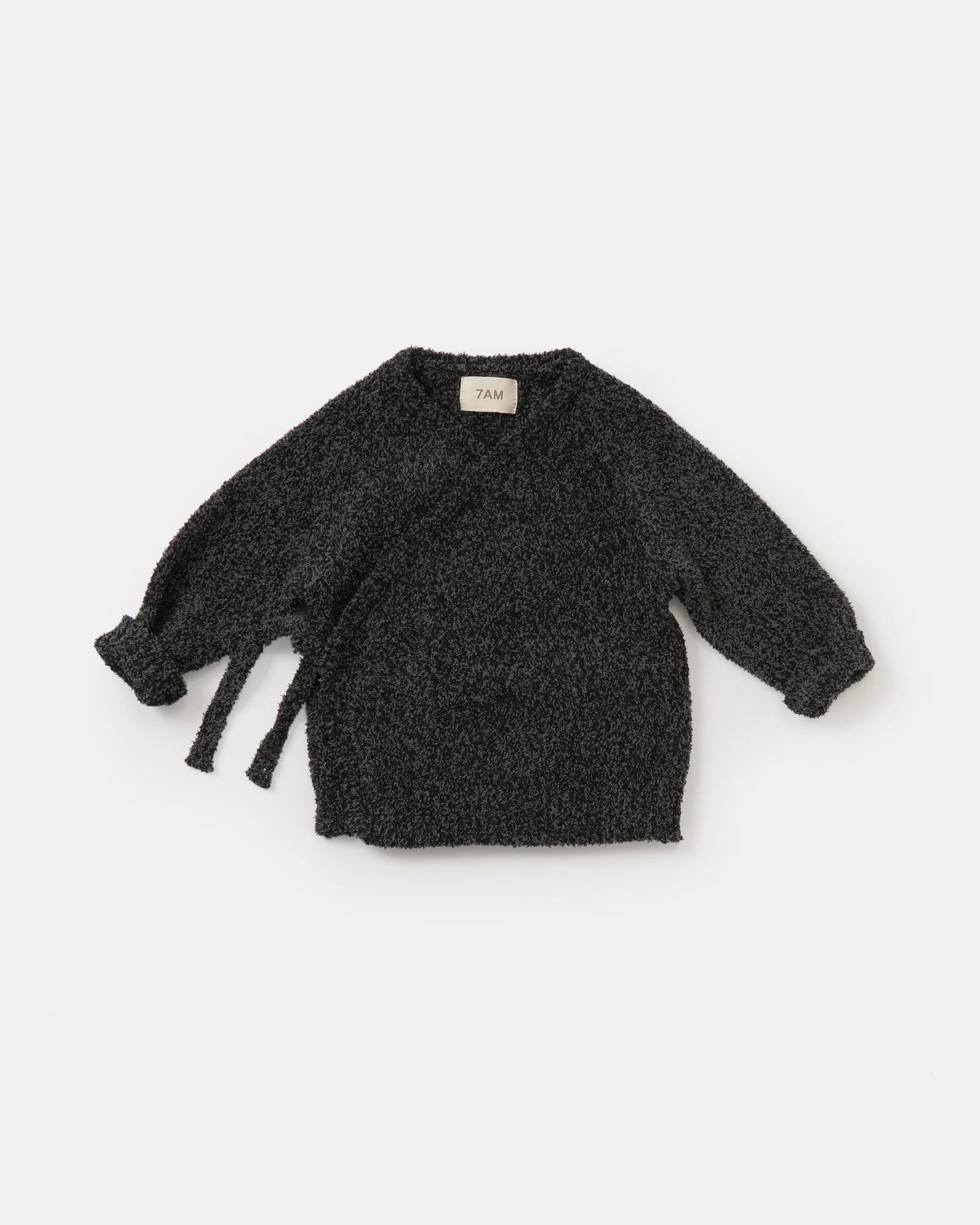 7 A.M. Enfant Fuzzy Wrap Top - Black Melange