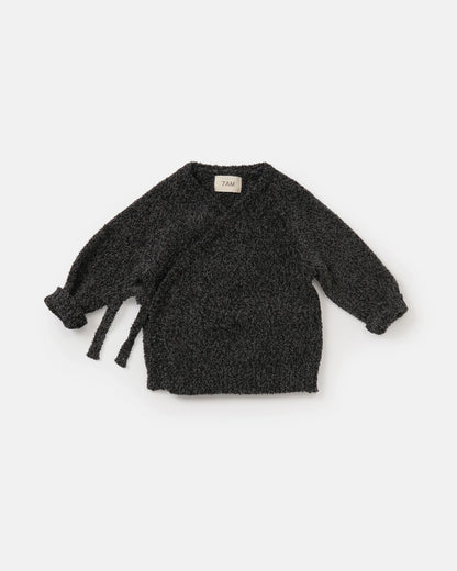 7 A.M. Enfant Fuzzy Wrap Top - Black Melange - Twinkle Twinkle Little One