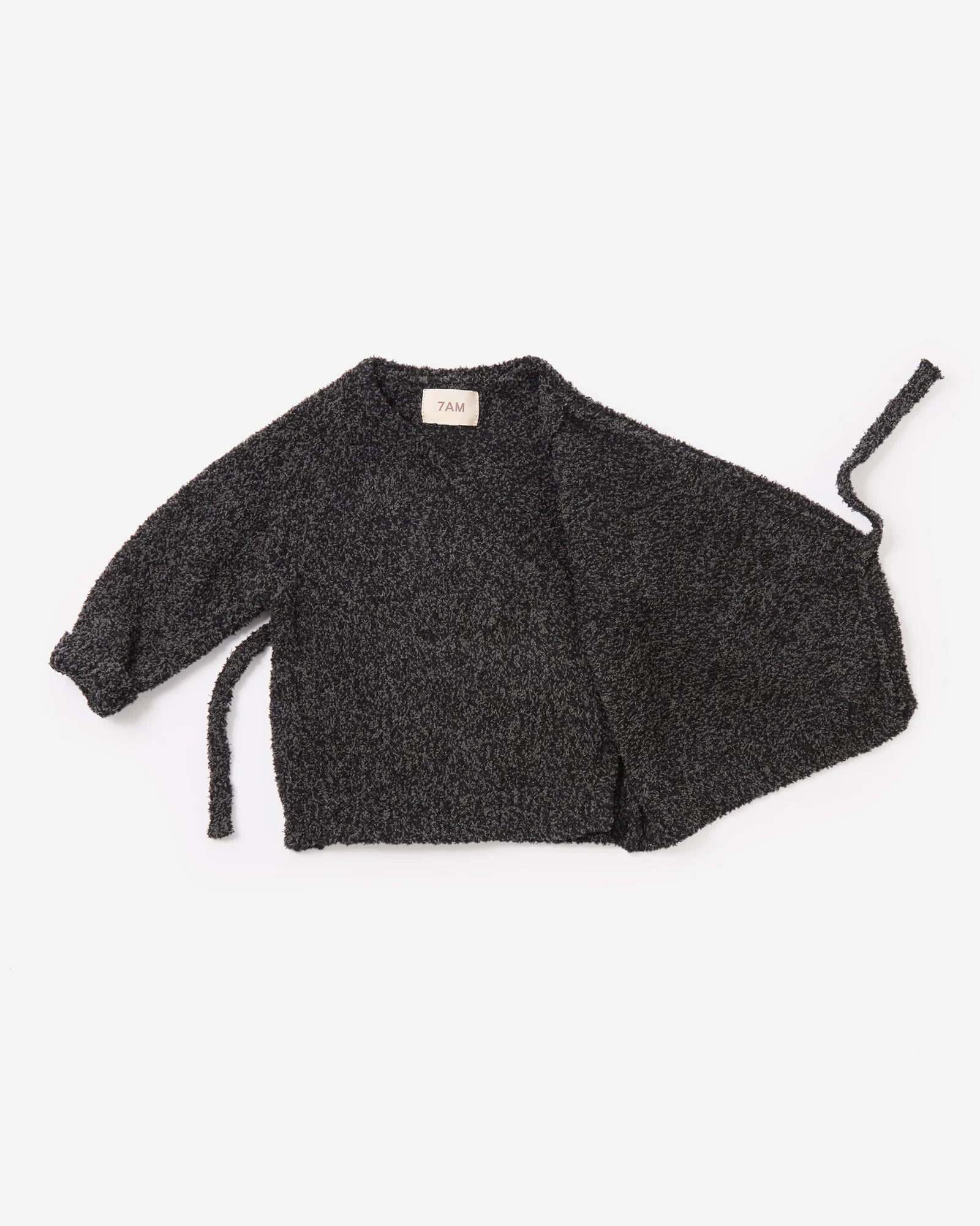 7 A.M. Enfant Fuzzy Wrap Top - Black Melange