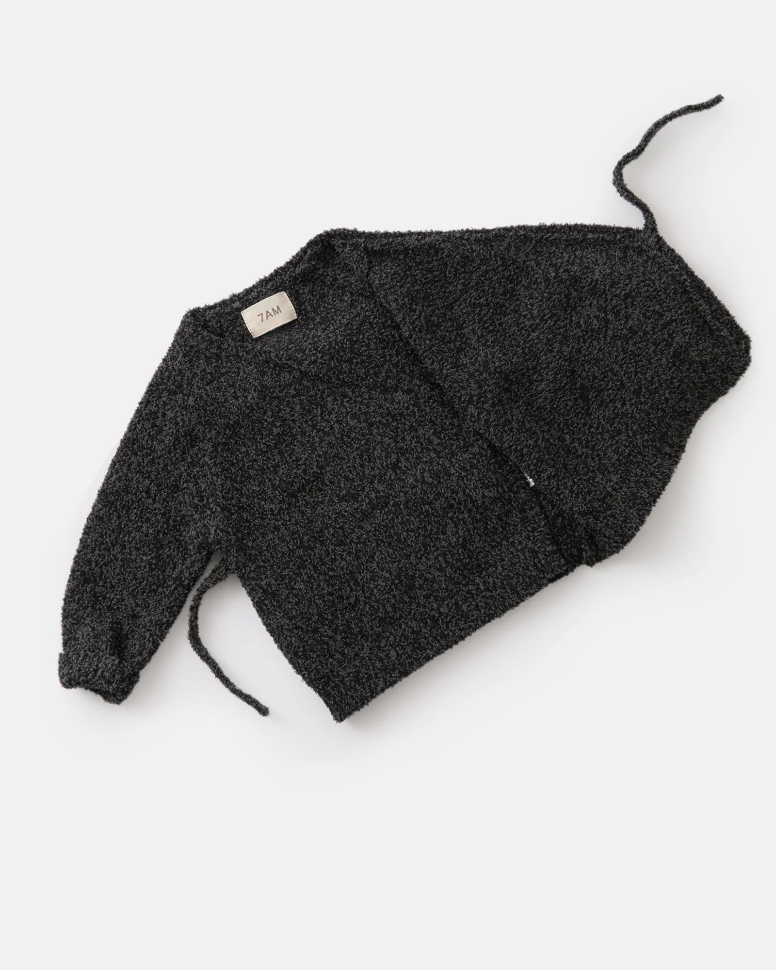 7 A.M. Enfant Fuzzy Wrap Top - Black Melange