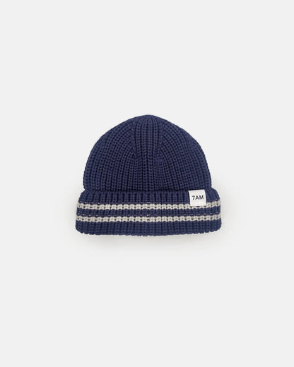 7 A.M. Chunky Tennis Beanie - Navy Pearl Grey - Twinkle Twinkle Little One