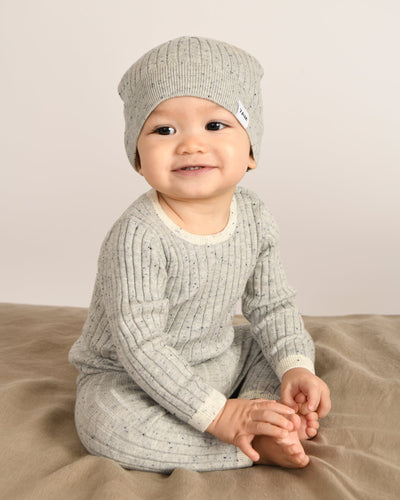 7 A.M. Hug Me Long Sleeve Top - Light Heather Grey - Twinkle Twinkle Little One