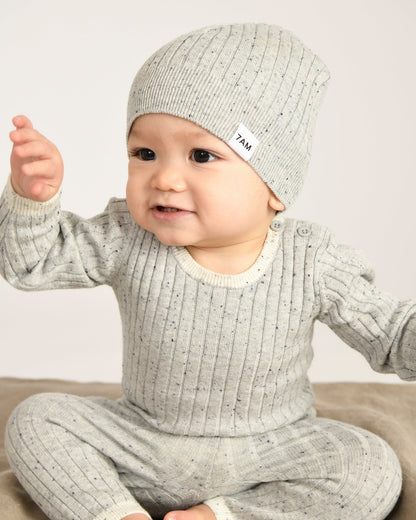 7 A.M. Hug Me Long Sleeve Top - Light Heather Grey - Twinkle Twinkle Little One