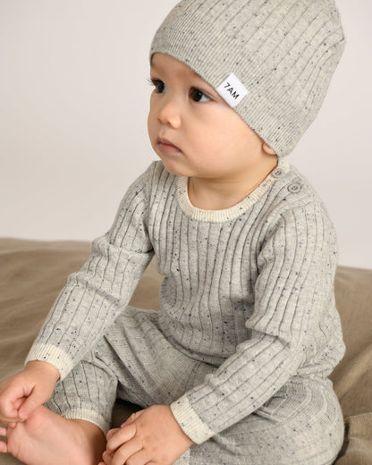 7 A.M. Hug Me Long Sleeve Top - Light Heather Grey - Twinkle Twinkle Little One