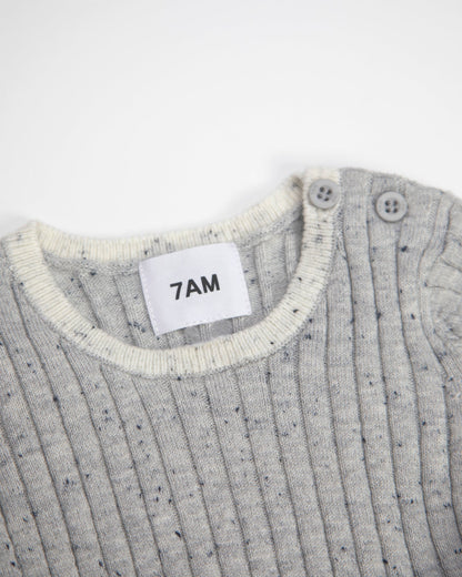 7 A.M. Hug Me Long Sleeve Top - Light Heather Grey - Twinkle Twinkle Little One