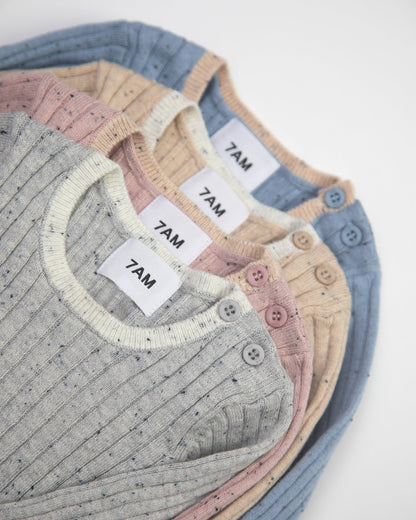 7 A.M. Hug Me Long Sleeve Top - Light Heather Grey - Twinkle Twinkle Little One