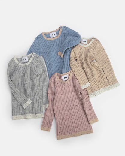 7 A.M. Hug Me Long Sleeve Top - Light Heather Grey - Twinkle Twinkle Little One