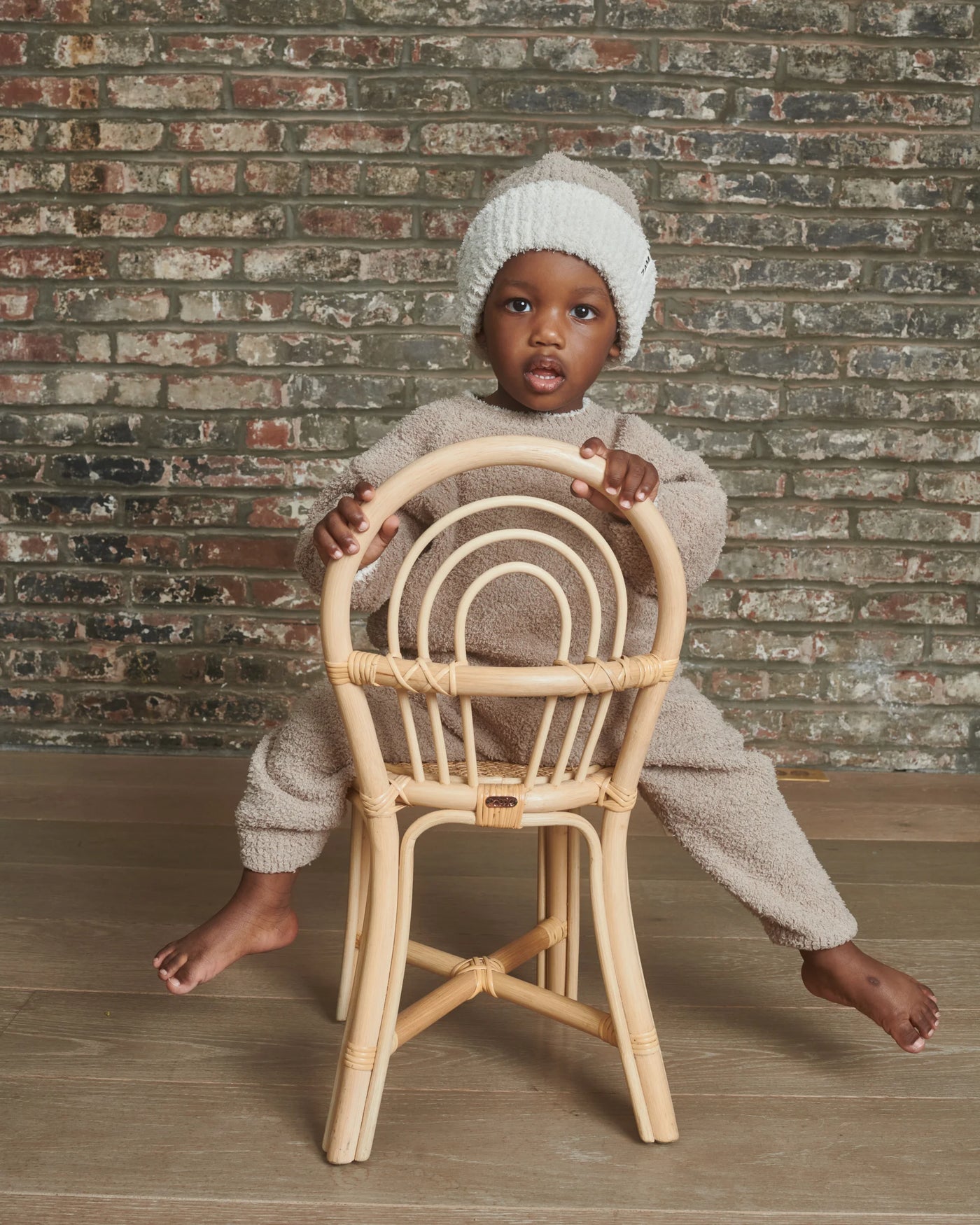 7 A.M. Fuzzy 2-Tone Ribbed Beanie - Taupe Ecru - Twinkle Twinkle Little One