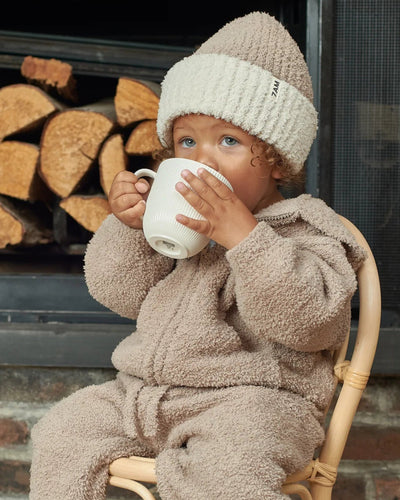 7 A.M. Fuzzy 2-Tone Ribbed Beanie - Taupe Ecru - Twinkle Twinkle Little One