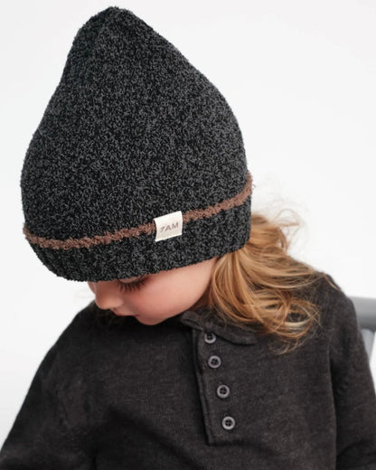 7 A.M. Fuzzy Beanie - Black Melange - Twinkle Twinkle Little One