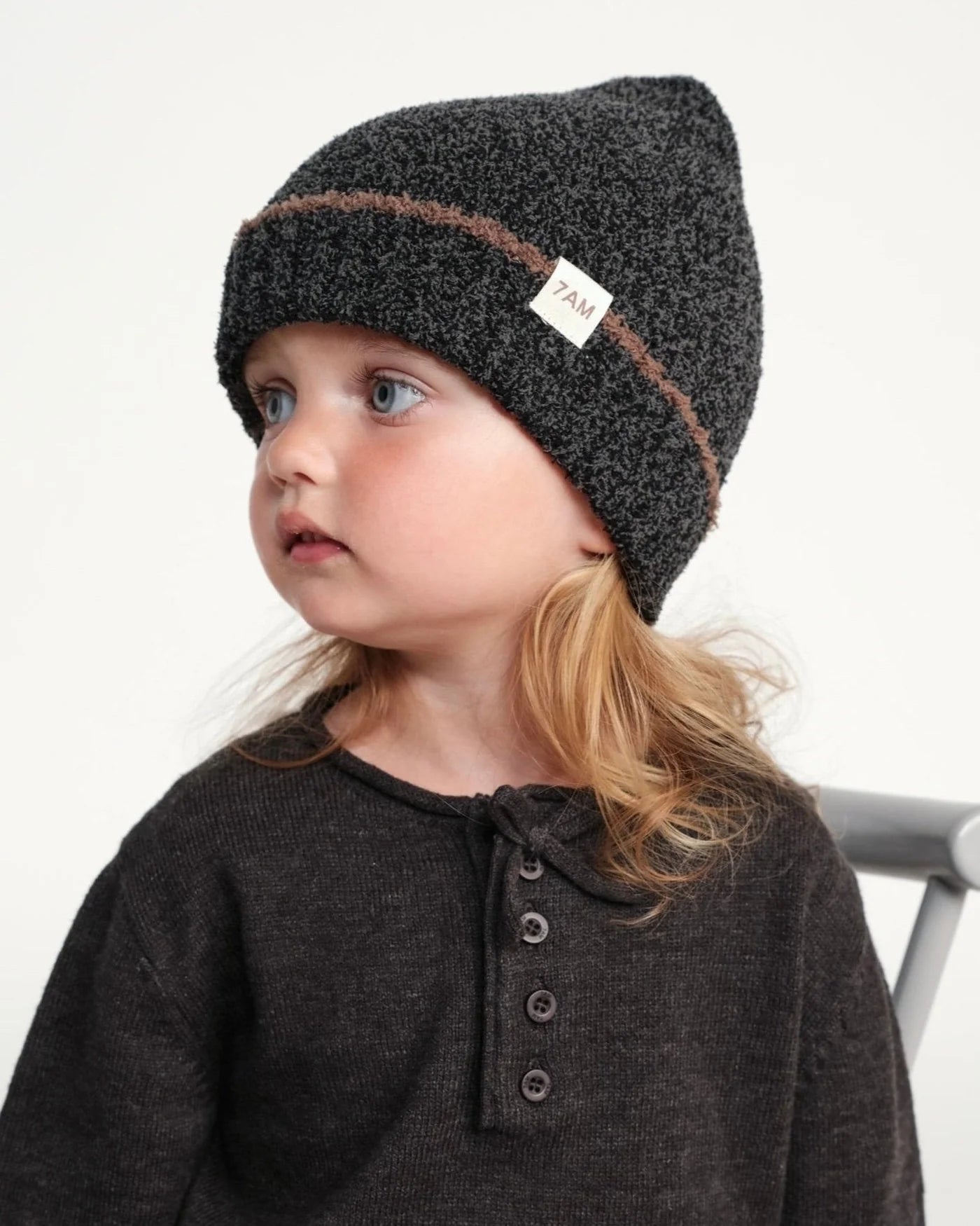 7 A.M. Fuzzy Beanie - Black Melange - Twinkle Twinkle Little One