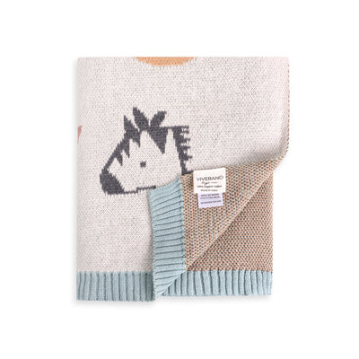 Alphabet Blue - Organic Jacquard Sweater Knit Baby Blanket - Twinkle Twinkle Little One